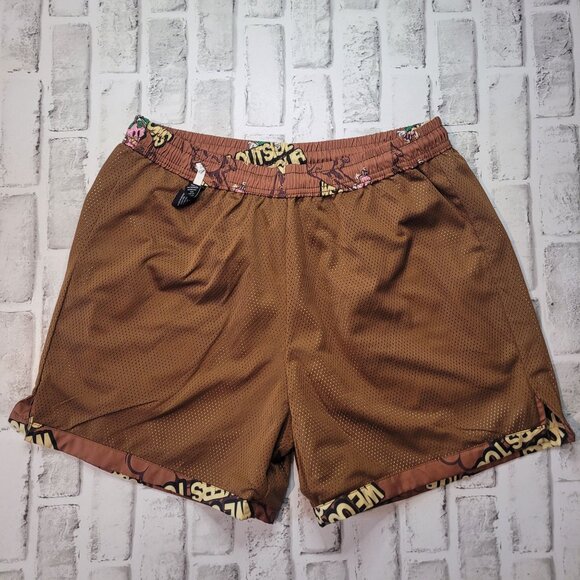 Wedding Cake Men's We Outside Nylon Printed Shorts - Brown Size Large - Picture 4 of 6